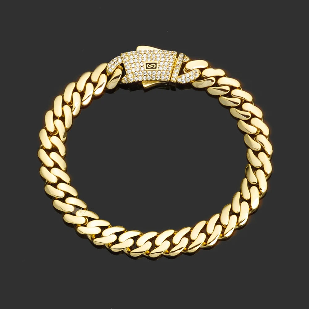 6/8/10/12/15/20mm Monaco Cuban Chain Necklace Hip Hop 14k Gold Plating Cuban Chain Bracelet Hip Hop Jewelry