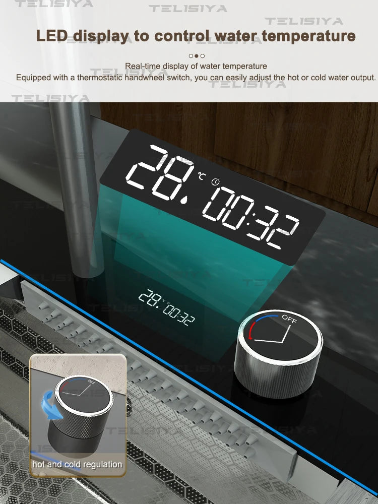 Edelstahl-Küchenspüle, multifunktionale Digitalanzeige, Wasserfall, großer Einzelschlitz mit Rack für Messerwaschbecken