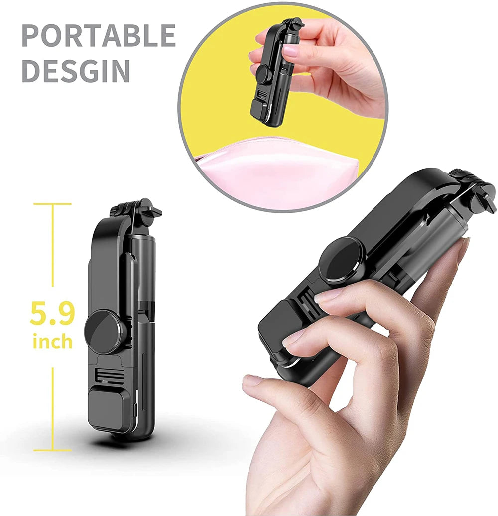 Wireless Bluetooth Selfie Stick Foldable Portable Tripod with Fill Light Shutter Remote Control for Android iPhone Smartphone.