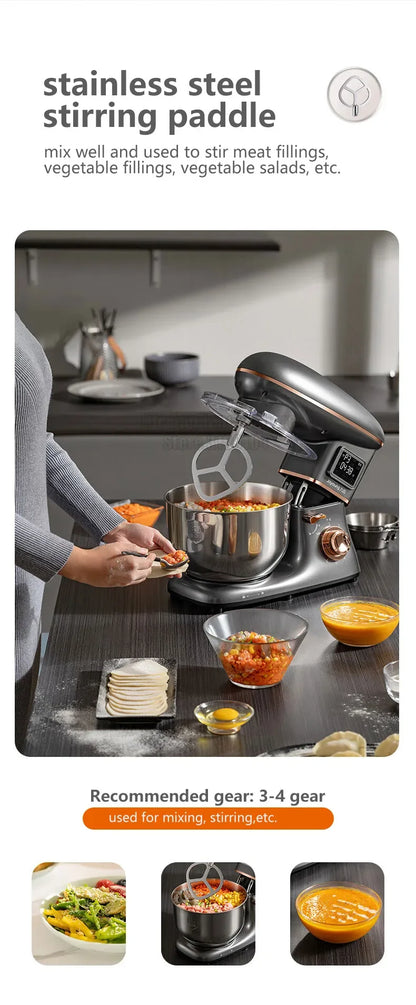 Joyoung 5L Stand Dough Mixer For Kitchen Cream Whisk Cake Dough Blender With Stainless Steel Bowl 6 Gears Chef Machine.