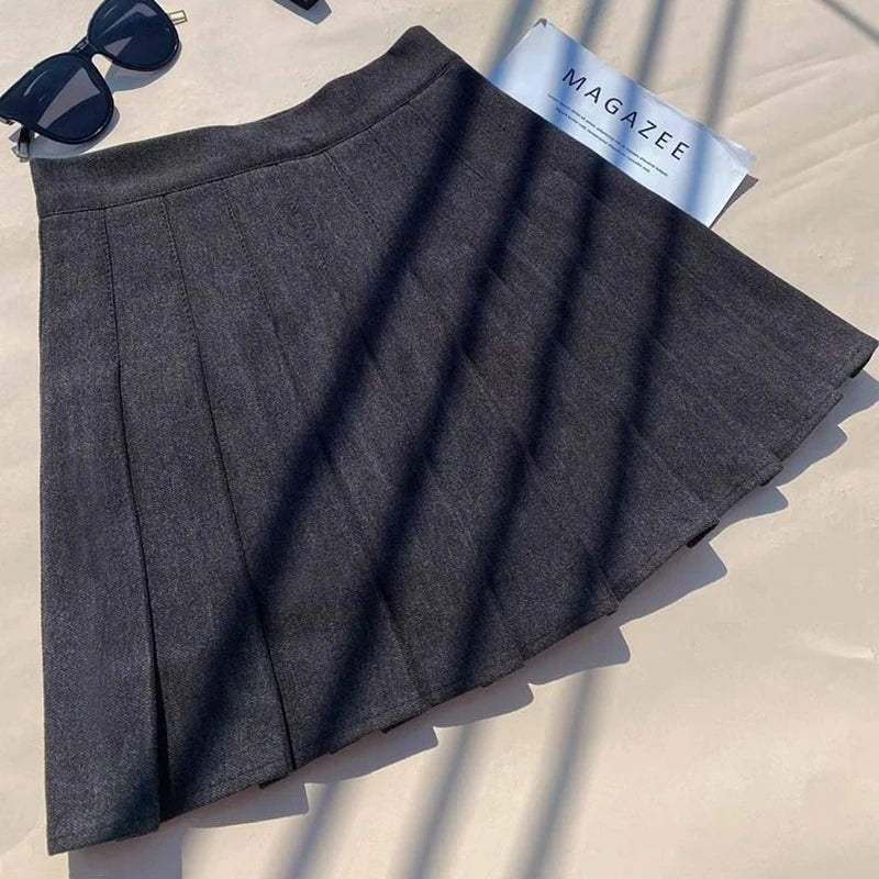 Faux Wool Pleated Skirts for Women Y2K Autumn Winter High Waist Preppy Woolen Jk Dance Skirt Korean Streetwear Female Mini Skirt.