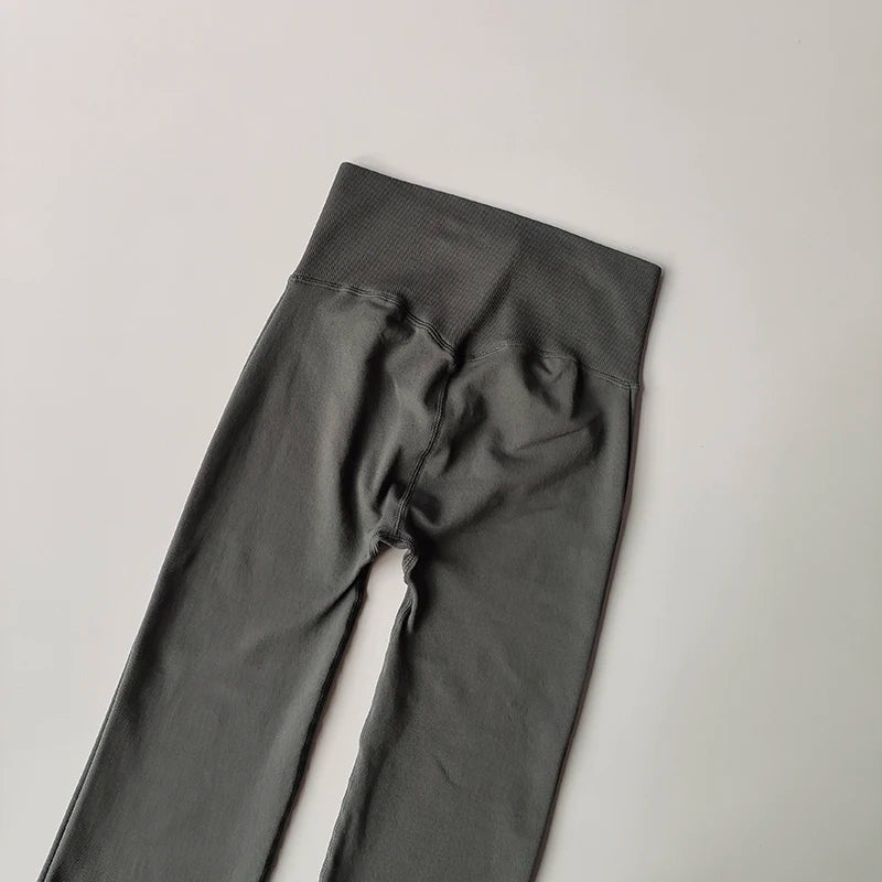 High Waisted Compression Without Awkward Lines Micro Flared Yoga Outdoor Wear Seamless Elastic Fitness Pants Lifting Leggings.