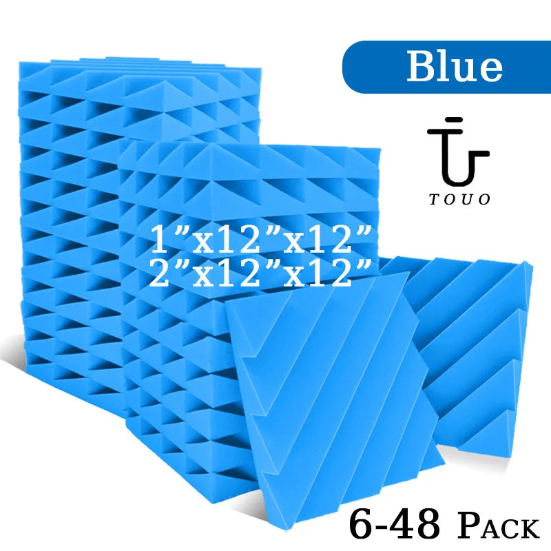 TOUO Diamond Groove Acoustic Foam 6/12/24 Pcs Wall Soundproofing Drum Room Acoustic Treatment High-Density Soundproof Material