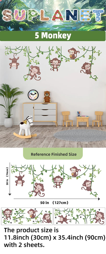 Safari Jungle Woodland Animals Wall Decals Wall Stickers for Boys Girls Baby Nursery Kids Bedroom Living Room Classroom Decor.