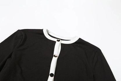 Sisterlinda Classic Street 2 Piece Set Autumn Daily Panelled Trim Full Sleeve Single Breasted Tops+Slim Pants Female Casual Suit.