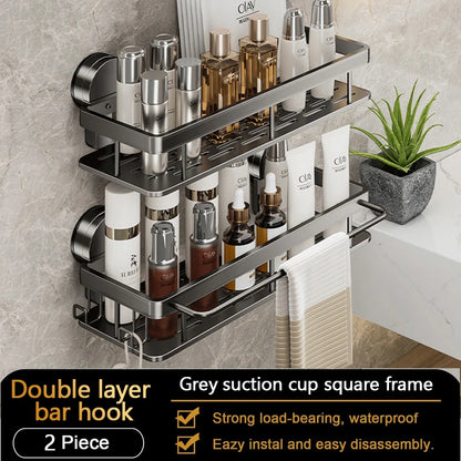 Saugnapf Badezimmer Regal Kein Bohren Wandmontage Shampoo Flasche Duschregal Toilette Lagerregal Aluminium Badezimmer Küche