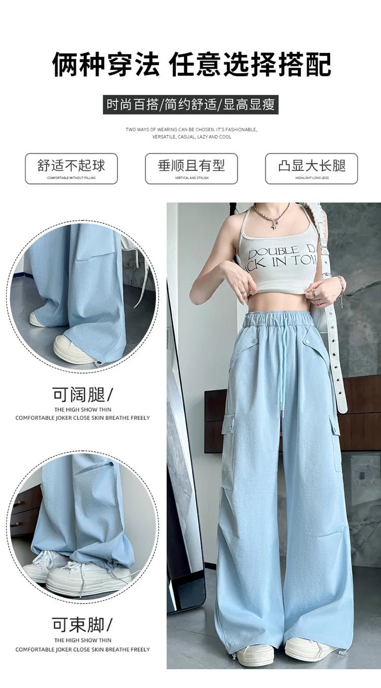 Amerikanischer Fallschirm mit niedriger Taille für Damen im Frühling und Herbst 2022, neue Bergsteiger-Jogginghose mit weitem Bein, schlanke Sport-Arbeitshose.
