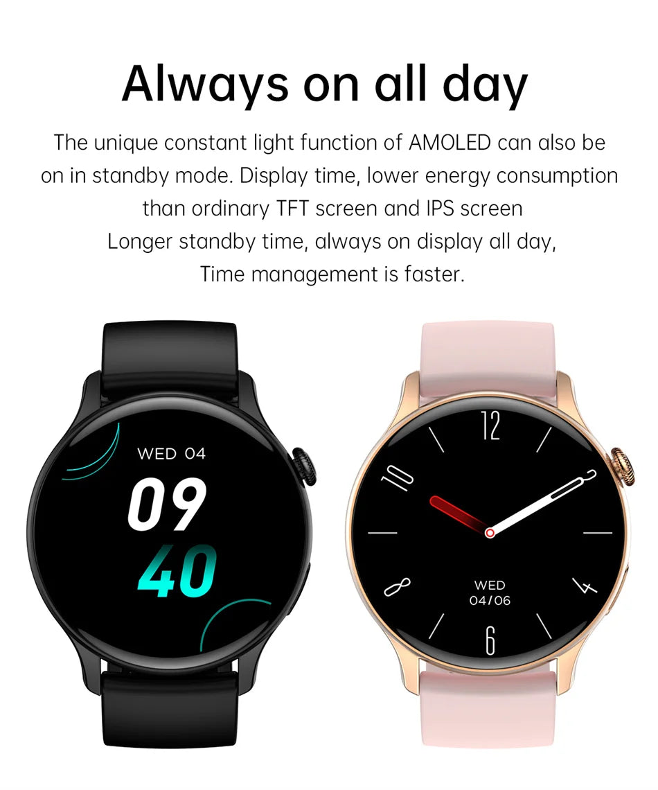 2025 NFC Smart Watch Amoled HD GPS Track Sports Heart Rate Bluetooth Call Waterproof Ladies Women Smartwatch For Huawei Xiaomi.