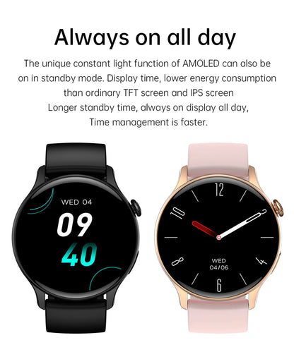 2025 NFC Smart Watch Amoled HD GPS Track Sports Heart Rate Bluetooth Call Waterproof Ladies Women Smartwatch For Huawei Xiaomi.