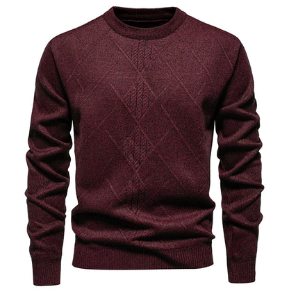 Autumn Winter Thick Knit Pullovers Men Solid Color Geometric Fashion Slim Fit Knitted Sweaters Mens Warm Casual Knitting Sweater.