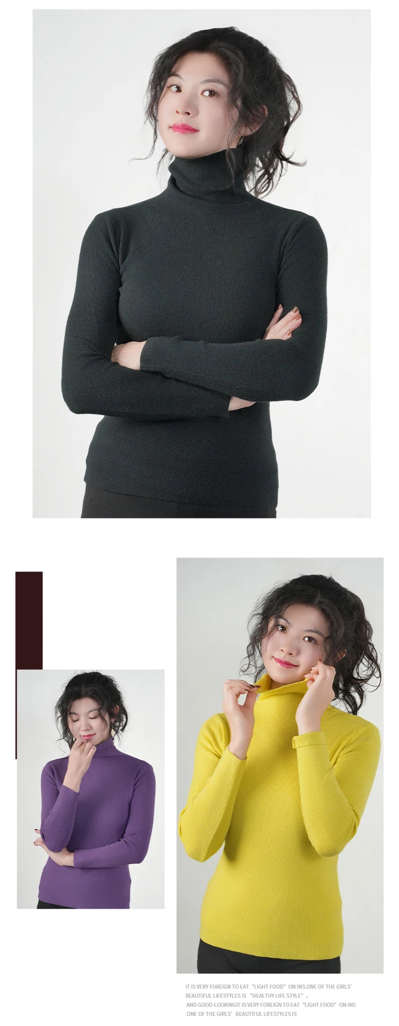 Frauen Pullover Winter Warm Hohe Kragen Strickwaren Langarm Schlank Jumper Frau Thermische Tops Kleidung Pullover Rollkragen Pullover.