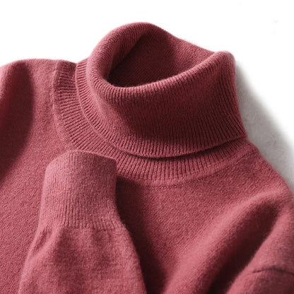 Men's Turtleneck 100% Pure Wool Sweater Men 2024 Autumn and Winter Large Size Loose Knitted Sweater Keep Warm Tops Men Jumper