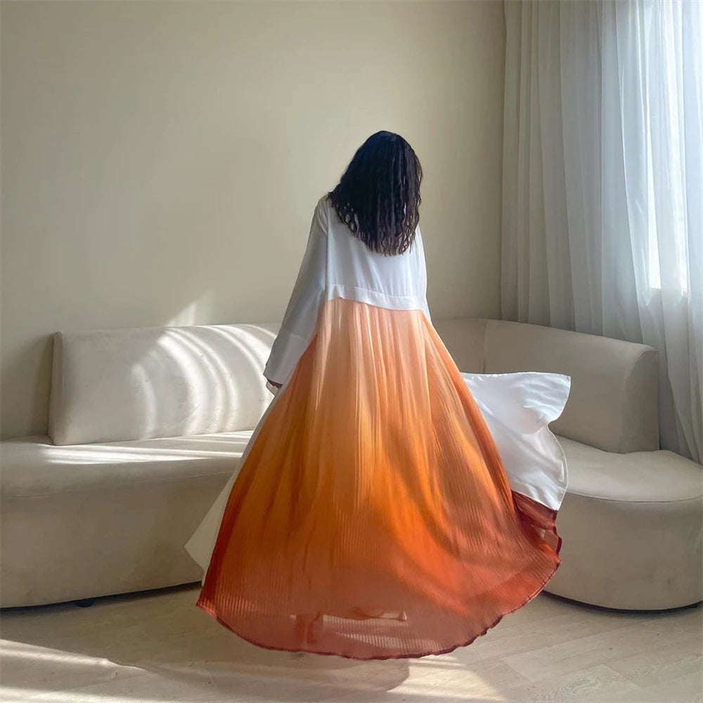 Ramadan Open Chiffon Kimono Abaya Damen Dubai Kaftan Muslim Coat Prayer Clothes Women Djellaba Kebaya Robe Femme Musulmane.