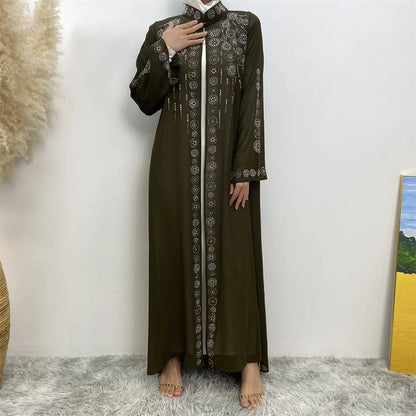 Luxury Diamonds Kimono Open Abayas for Women Muslim Dress Morocco Kaftan Dubai Turkey Party Gown Kebaya Islam Jalabiya Ramadan.