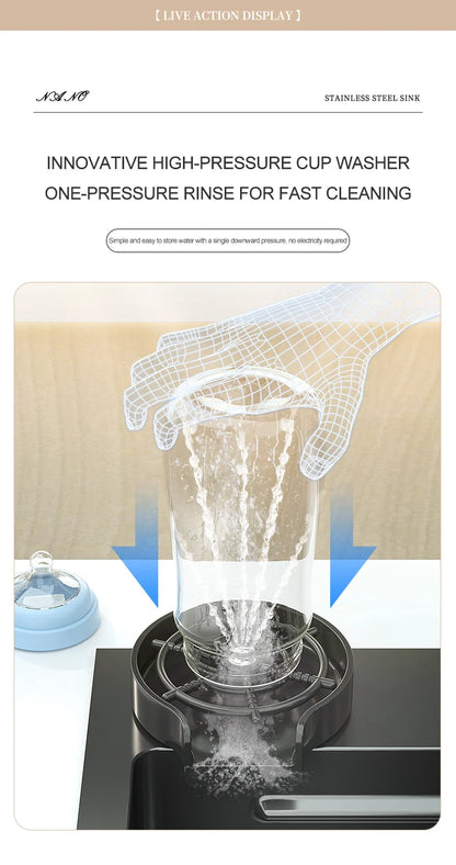 Edelstahl Küchen spüle Digital anzeige großes Single Slot hotel Multifunktion waschbecken mit Wasserfall Wasserhahn Wohnung