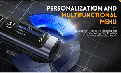 FNIRSI HS 02 Smart Soldering Iron Automatic Sleep 100-450℃ Temperature Rapid Heating PCB Soldering Station Portable Toolbox Kit.