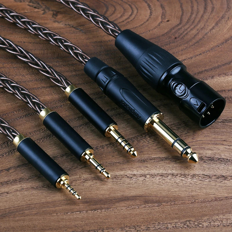 OPENHEART Kingwood 8 Core Litz OCC Headphone Cable 1 to 2 jack dual 3.5/2.5/4.4mm/XLR Pure copper Balanced Replacement Cable.