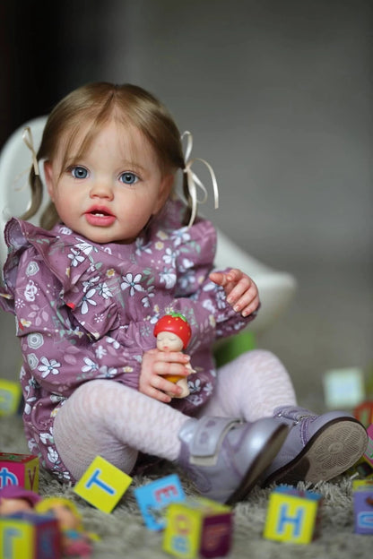 NPK 24Inch Newborn Baby Toddler Doll Reborn Lottie Princess Girl Lifelike Soft Touch 3D Skin Art Doll with Hand Rooted Hair.