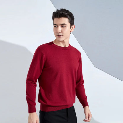 Autumn Winter Men Cashmere Sweater O-neck Soft Warm Pullovers Male Loose Knitted Shirt Korean men's winter blouse.