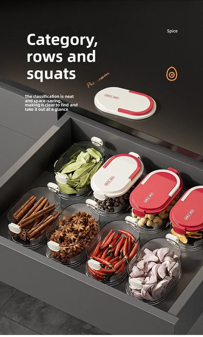 Portable Storage Box Onion Ginger and Garlic Seasoning Jar Can Be Stacked Sealed Storage Jar Packaging Fresh-keeping Box.