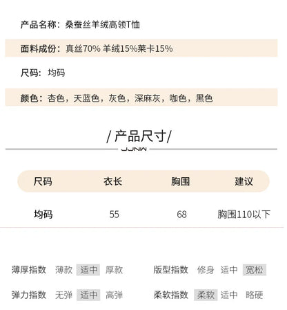 Yuyue Autumn and Winter Silk Cashmere Blended Turtleneck Sweater Women's Korean Version Fashion Slim-fit Pullover Long-sleeved F.