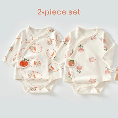 Ircomll 2-teiliger Frühlings- und Herbst-Body für Neugeborene, Baumwolle, langärmelig, Kleidung, Säuglingskleidung, Pyjama, Overalls für Mädchen und Jungen, 0–6 Monate