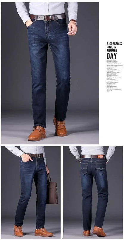 Elastische Jeans für Herren, Frühling und Herbst, lockere Passform, gerades Bein, vielseitige Hose, verschleißfest, lässige Konstruktion, Bienenhose, Sommer.