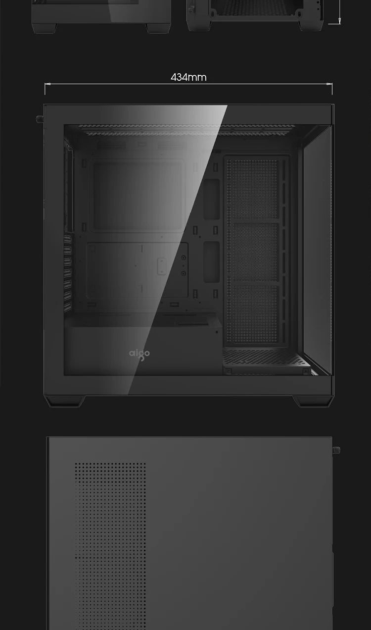 Aigo AS900 PC Case 270° Panoramic Design ATX M-ATX ITX Sea View Room Side Transparent Desktop Chassis Diy Gaming Computer Case.