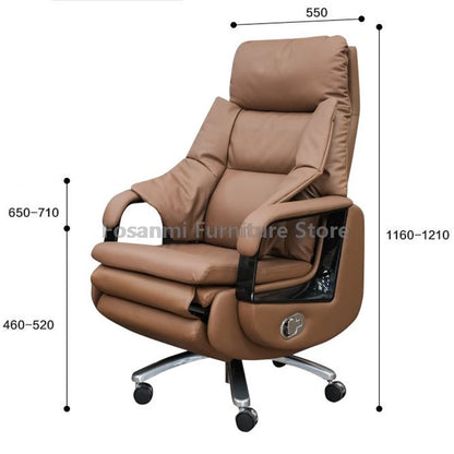 Elektrischer, bequemer Boss-Bürostuhl, Leder, verstellbar, weich, Heimcomputerstühle, ergonomischer Gaming-Schreibtisch, Drehstuhl