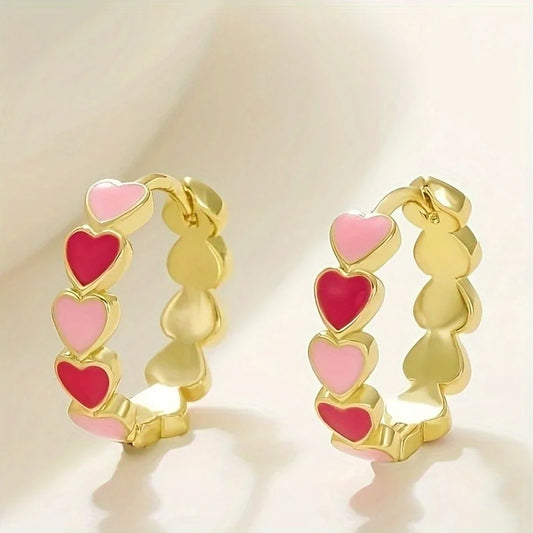 Heart Stainless Steel Earrings for Women Gold Color Hoop Earring Aesthetic Waterproof Ear Piercing Jewelry Accessories Wholesale.