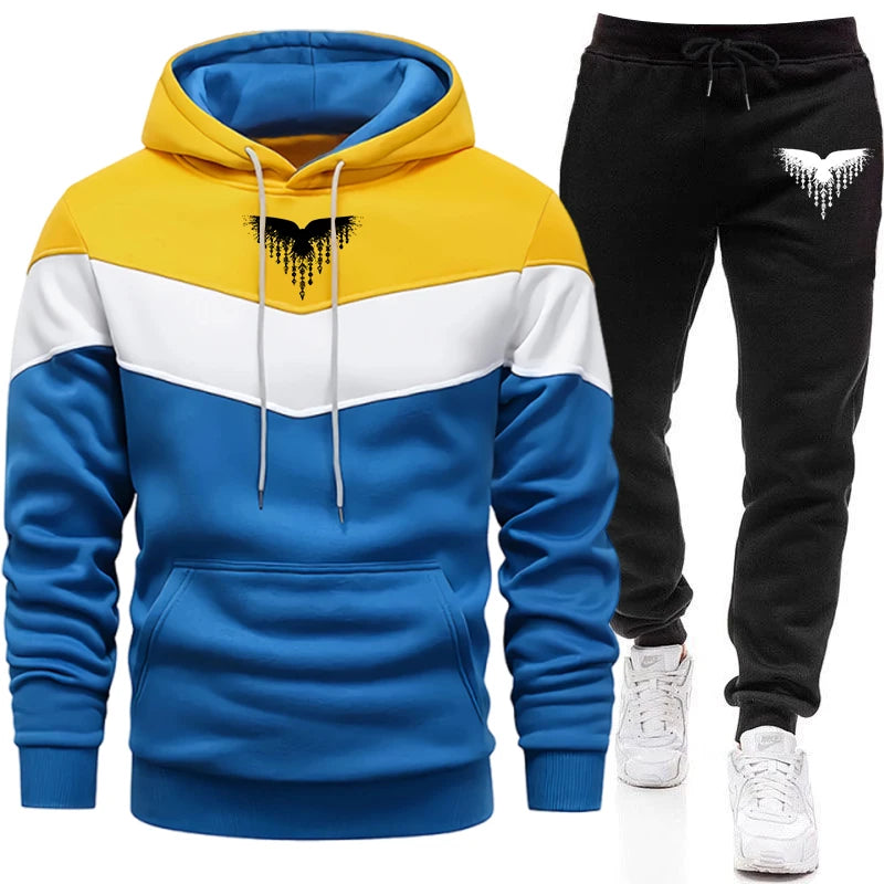 Viking Raven Men's Tracksuit Hoodie Sweatpants Urban Casual Fashion Sportswear Autumn Winter Home Outdoor Comfort Warm Outfit.
