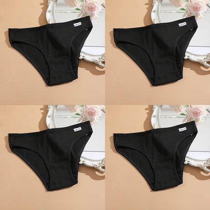 FINETOO 4Pcs/Set M-4XL Cotton Panties Female Underpants Sexy Panties for Women Briefs Underwear Plus Size Pantys Lingerie