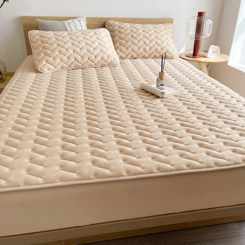 3pcs Waterproof Bedding Set 1pc Mattress Cover 2pcs Pillowcase Soft Comfortable Fitted Sheet Washable Durable Mattress Protector