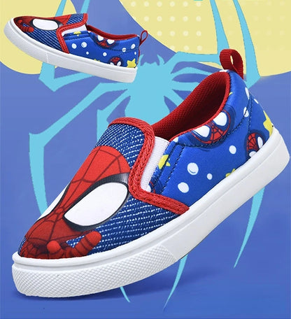 Disney Children's Casual Shoes Cartoon Fashion Blue Canvas Shoes Flats Spring Autumn Comfortable Shoes Size 25-29.
