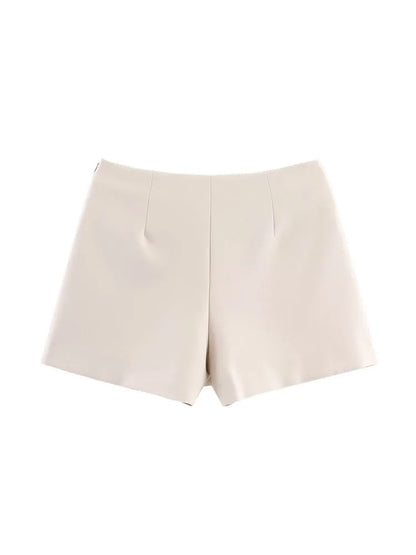 2025 Women Summer Shorts Skirts Casual Solid High Waist Side Zipper Asymmetry Female Elegant Street Shorts Clothing.