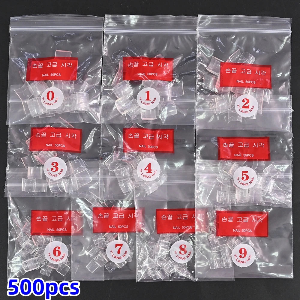 600Pcs Extra Long Hawk Curved Nail Tips Half Cover Eagle Claw Curve False Nails Extension 10 Sizes Bag Packaging for Art Salon *