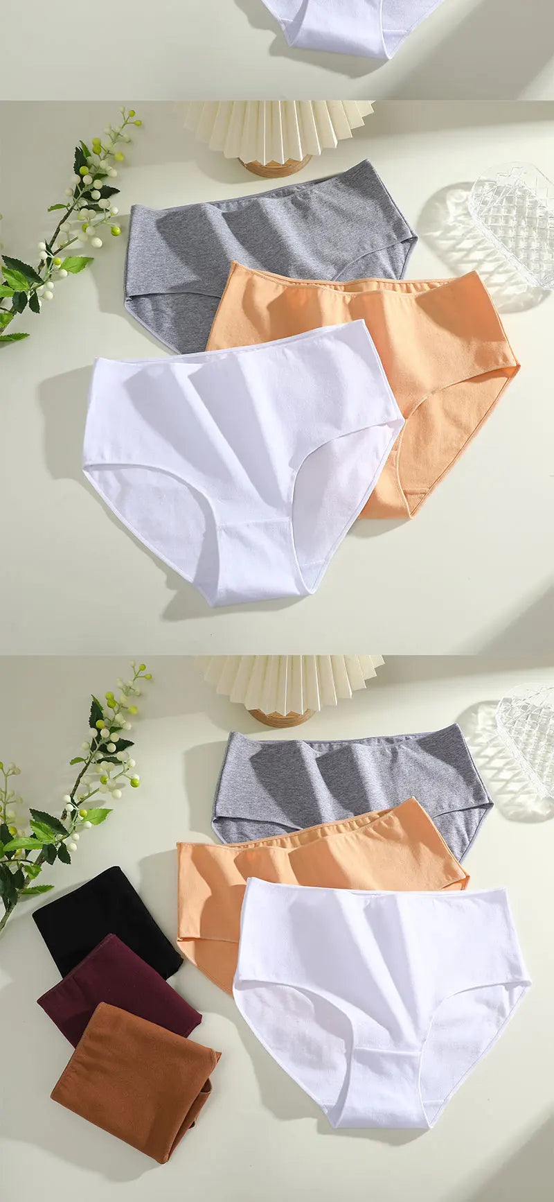 4Pcs/Set Comfort Cotton Panties Women High Waist Briefs Seamless Underwear Breathable Underpants Plus Size Panty S-2XL Intimates