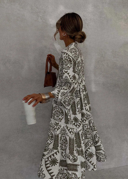 Neue Stil Casual Print Drei-viertel Hülse Hemd Kleid Für Frauen Sommer Mode V-ausschnitt Lose Urlaub Casual Kleider robe Femme.