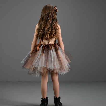 Höhlenmädchen-Kostüm für Kinder, Halloween-Tutu-Kleid, wilder Mann, Baby, Cosplay, Geburtstag, Dschungel, Karneval, Party, Kleider, ausgefallenes Tutus-Outfit.