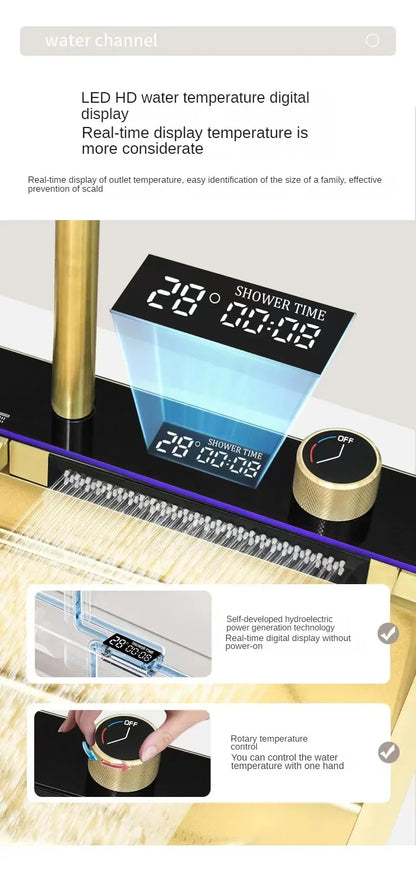 Gold Kitchen Sink Stainless Steel Sink Digital Vegetable Washing Basin, Atmosphere Light, Kitchen Large Single Sink 75cmX46cm