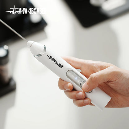 MHW-3BOMEBR Rechargeable Milk Frother Handheld Electric Foam Maker Stainless Steel Whisk Drink Mixer Foamer for Latte/Cappuccino.
