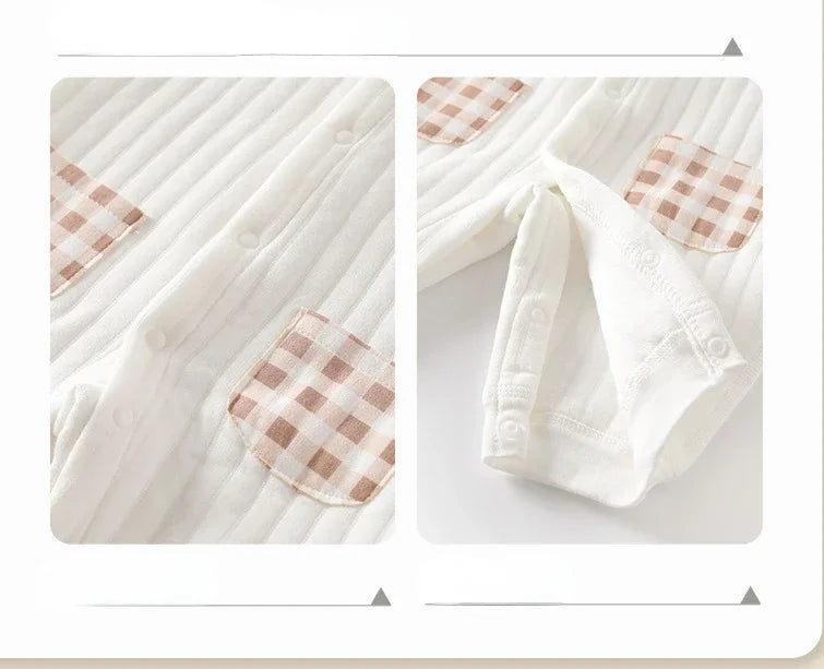 Neugeborenen Baby Overall Kleidung Winter Verdickt Strampler Jungen Mädchen Nette Stickerei Bär Body Herbst Kleidung 0-1-3-6M.