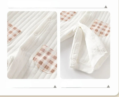 Neugeborenen Baby Overall Kleidung Winter Verdickt Strampler Jungen Mädchen Nette Stickerei Bär Body Herbst Kleidung 0-1-3-6M.