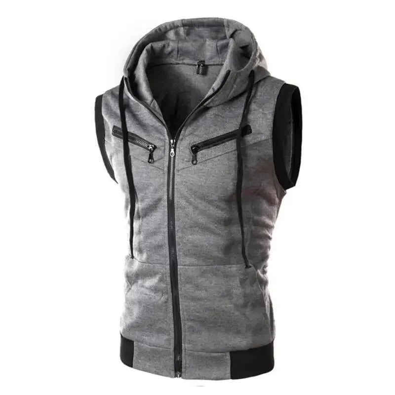 2025 New Fashion Zipper Cardigan Sweater Mens Sleeveless Hooded Vest Jacket Plus Size S-4XL Streetwear Vest Hoodies.