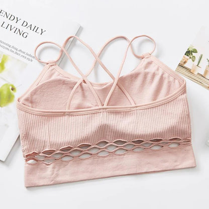 Tube Top Woman Bra Sexy Lingerie Female Fitness Top Cross Strap Seamless Underwear Active Bra Women's Intimates.