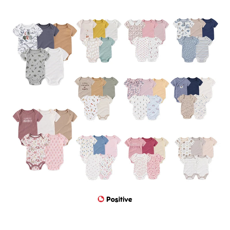 5 Teile/los Vier Jahreszeiten Mode Cartoon Kurzarm Baby Junge Mädchen Bodys Weiche Neugeborenen Onesies Kleidung.