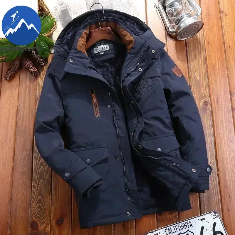 Winter Parka Men Windbreaker Fleece Thick Warm Fur Coats Male Retro Hooded Streetwear Overcoats Men's Windproof Jackets 6xl.