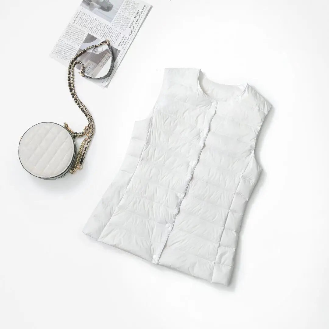 Damen-Weste mit ärmellosem Innenfutter, Daunenweste, 2025, Neuankömmlinge, leichte Damenweste, Frühling und Herbst, Oberbekleidung innen.