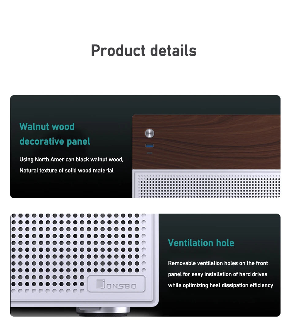 JONSBO N4 NAS Mini Case ITX/M-ATX Motherboard SFX Power 6 Large and 2 Small Hard Disk Bit Home Office Server PC Chassis