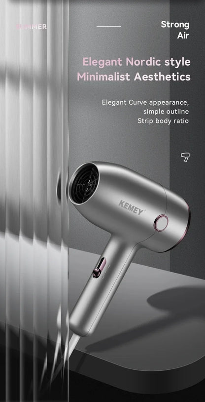 Kemei Professional Travel Hair Dryer Lightweight Design Powerful Fast Drying Compact Blower Dryer Hair Styling Tool Hammer Shape
